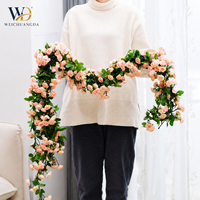Guirnalda de Flores Artificiales de Seda con Rosas y Follaje Verde para Decoración Colgante de Balcón, Silla, Techo, Fondo de Truss para Bodas y Fiestas, Estilo Occidental