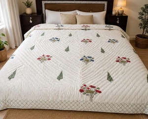 Elegant Hand Block Printed Jaipuri Razai King Size Cotton <b>Quilt</b> Reversible Boho Indian <b>Bedding</b> Handmade Home Decor - Product Image 6
