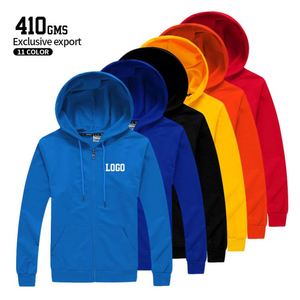 Sweat à capuche de sport et de loisirs en polyester, avec logo personnalisé, broderie européenne, fermeture éclair, tissé, pour l'automne, rouge uni imprimé - Product Image 1
