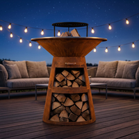 Nouveau produit : Plancha BBQ en acier Corten rouillé, facile à nettoyer, pour cuisson au feu ouvert en jardin