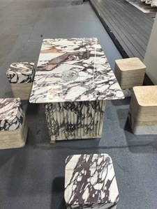 Mesa de Centro Moderna Personalizada, Impermeable, de Gran Formato, con Superficie y Laterales de Mármol Acanalado Encolado <span class=keywords><strong>para</strong></span> Villa - Product Image 6