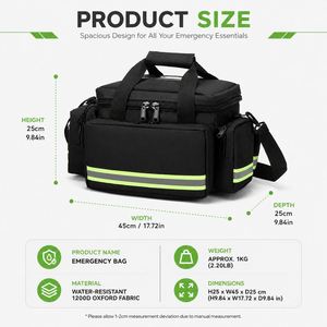 Sac de premiers secours médical en tissu Oxford personnalisé avec bandes réfléchissantes, grande capacité, sac de secours d'urgence pour traumatismes, pour utilisation en extérieur et en voiture - Product Image 3