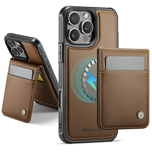 Pu Leather Wireless Rotate Cards Holder Phone Case for 16e 16 Pro Max With Detach Wallet Leather E 15 Pro 14 13 Business Style