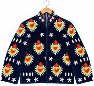Premium Handmade Embroidered <b>Velvet</b> Bomber <b>Jacket</b> <b>Women</b> Colorful Long Sleeve V-neck Quick Dry Breathable Cotton Lining Winter - Product Image 3