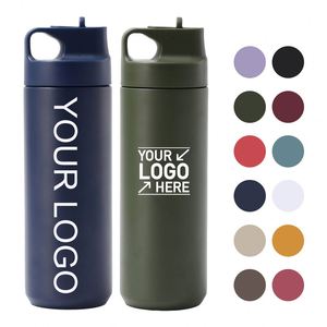 Custom Vacuum <b>Flask</b> Hot Drinks Insulated Travel Mug with Flip Straw Water Bottle Press Button Stainless Steel <b>Coffee</b> Tumbler Cup - Product Image 1