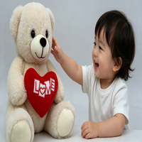 Ours en peluche mignon avec cœur rouge LOVE, ours en peluche doux et moelleux pour un anniversaire