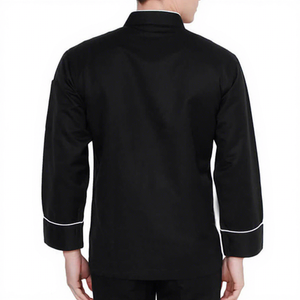 Chaqueta de Chef Negra de Manga Larga para Hombre, de Algodón Tejido, con Cierre de Botones, Uniforme para Restaurante o Bar - Product Image 5