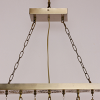 Lustre suspendu linéaire à 5 lumières, style turc vintage marocain, en verre ambré et fer, avec LED, forme bande longue moyenne, pour îlot de cuisine