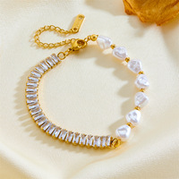 YULING Joyería de Moda, Pulseras de Cuentas de Acero Inoxidable, Pulsera de Perlas Chapada en Oro de Alta Calidad para Mujer