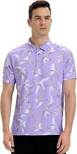 Chemise de golf pour homme en tricot imprimé à manches courtes, respirante, sportive, protection solaire, pour les sports de plein air - Product Image 2