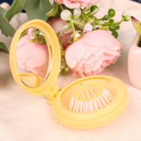 Miroir de maquillage miniature double face en plastique écologique avec peigne, logo imprimé UV personnalisé