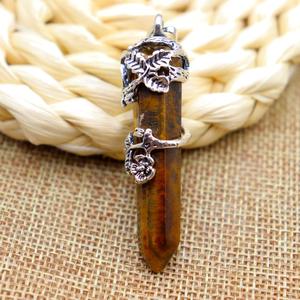 Collar de cristal curativo Hexagonal, colgante de piedra de prisma Natural, flor envuelta, energía de Yoga de cuarzo puntiagudo con cadena - Product Image 3