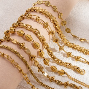 Fried Dough Twists <b>Charm</b> Bracelet Stainless Steel Electroplated 18K Gold High-grade Summer Women's Trendy Colorfast Ins Jewelry - Product Image 1