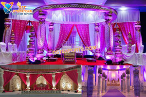 เสาคริสตัล FRP ดีไซน์เนอร์งานแต่งตกแต่งด้วยคริสตัลสีขาวหรูหรา FRP Mandap Mandap - Product Image 5