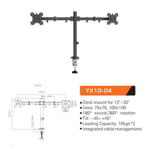 Venta directa de fábrica, soporte de <span class=keywords><strong>Monitor</strong></span> Triple doble único, escritorio de pared, ordenador <span class=keywords><strong>Vertical</strong></span>, brazo de <span class=keywords><strong>Monitor</strong></span> VESA para monitores 1 2 3 4 - Product Image 6