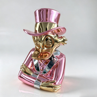 Statue de Scrooge en résine, sculpture de canard argenté électroplaqué, décoration de luxe pour la maison, ornement de bureau, figurine de collection d'art