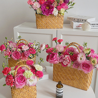 Panier de fleurs en bois naturel fait à la main avec poignée pour fête de mariage