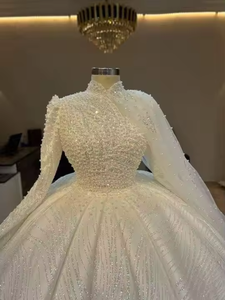 S0535F nueva novia superventas <span class=keywords><strong>para</strong></span> salir resistente <span class=keywords><strong>de</strong></span> manga larga blanco trasero <span class=keywords><strong>de</strong></span> lujo vestido <span class=keywords><strong>de</strong></span> novia principal <span class=keywords><strong>de</strong></span> gran tamaño - Product Image 2