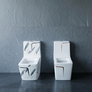 มาตรฐาน ovs Ada ที่ทันสมัยแบบชิ้นเดียวติดตั้งบนพื้นห้องน้ำเซรามิก siphonic WC ที่คลุมที่นั่งสีดำสำหรับห้องน้ำ - Product Image 6