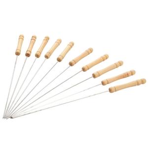 Ustensiles de cuisine 10 pièces Brochettes de barbecue en <span class=keywords><strong>bois</strong></span> Brochettes à viande Shish Kebab Brochettes en <span class=keywords><strong>bois</strong></span> naturel avec manche en <span class=keywords><strong>bois</strong></span> pour accessoires de barbecue - Product Image 2