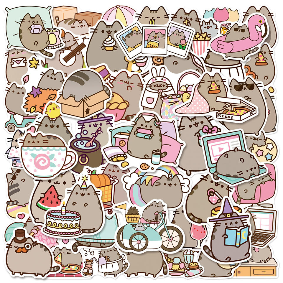 50PCS Cartoon Cute Fat Cat Graffiti Stickers Children's Animation ...