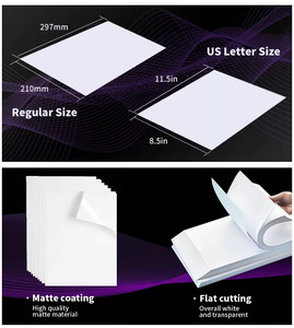 Diylobby imprimable couleur A4 blanc imperméable auto-adhésif brillant/mat/transparent Film feuille vinyle autocollant papier d'étiquette - Product Image 6