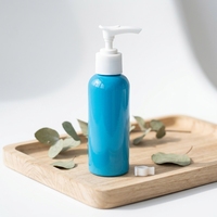 Bouteille Pompe PET Bleue Vide Rechargeable Distributeur de Lotion Flacon de Voyage pour Shampooing et Gel Douche Emballage Cosmétique avec Pompe Verrouillable