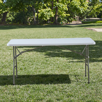 Table à manger portable en plastique HDPE de 180 cm/6 pieds, pliable facilement, idéale pour les pique-niques, les jardins et les fêtes, pour une utilisation en cuisine et en extérieur