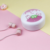 Mqiqi Casque MQ-11 avec micro Boîte de rangement Cartoon Écouteurs mignons pour filles Écouteurs filaires ours lapin