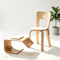 Ensemble de meubles de salon minimaliste et simple en contreplaqué courbé en forme de C, table d'appoint et chaise de loisirs, style nordique moderne, pour salon, balcon, jardin, extérieur