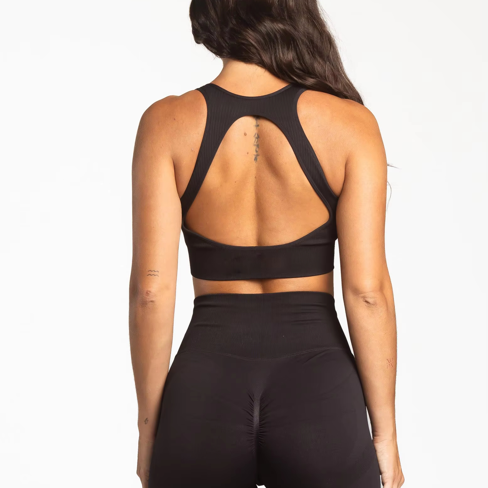 Custom Sweat-Wicking High Elasticity Seamless Sexy Backless Fitness Gym Workout Yoga Bra Breathable Rib Sports Bra for Women