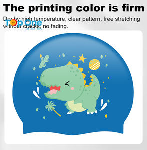 TopOne Logo personnalisé enfants élastique imperméable chapeau de piscine College Arena Silicone casquettes de natation - Product Image 3