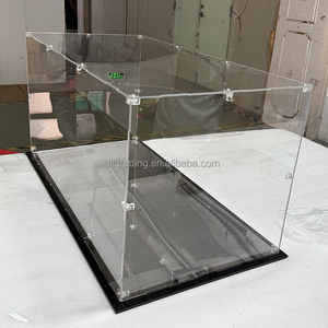 Grande boîte de présentation rectangulaire transparente en PMMA avec couvercle anti-poussière pour véhicules miniatures, figurines Gundam et base miroir noire - Product Image 1