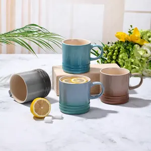 Custom glazed stoneware mugs Gradient color stone ware coffee mug wholesale