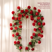 Guirlande de roses artificielles en fil métallique pour décoration murale, arche de porte, cache-tuyau, aménagement de magasin, mariage, fête, ornement