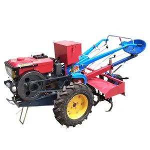 Traktor berjalan 12-28Hp, dengan kentang jagung, bawang putih, pemanen gandum/kultivator/pengendara/pemotong cakram berjalan di belakang traktor