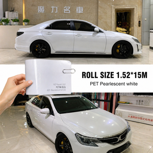 Luxury PET Pearlescent <b>white</b> Glossy Car <b>Wrap</b> Vinyl color changing sticker 7.5 mil Self-healing Scratch Resistant Film Release - Product Image 1