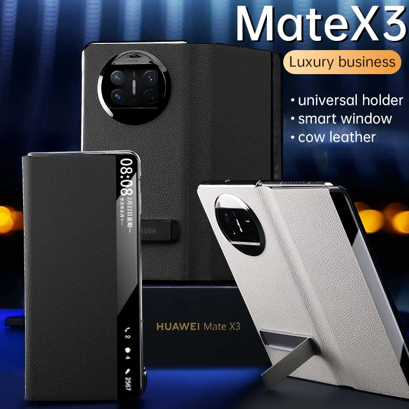 เคสโทรศัพท์หนังหรูหราสำหรับ Huawei Mate X3เคสโทรศัพท์หนังดูดแม่เหล็กกันกระแทกแนวสปอร์ตพร้อมขาตั้งเคสโทรศัพท์ Cn; Gua