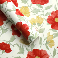 Film d'emballage imprimé aux motifs de coquelicots rouges et jaunes, film plastique pour bouquets, fournitures d'emballage cadeau pour fleuristes