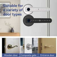 Kunci Pintu WiFi Pintar Harga Kompetitif, Pegangan Tuas Sidik Jari, Kunci, Aplikasi Tuya, Pintu Kaca, Penyimpanan Cloud, Rumah, Hotel, Kata Sandi