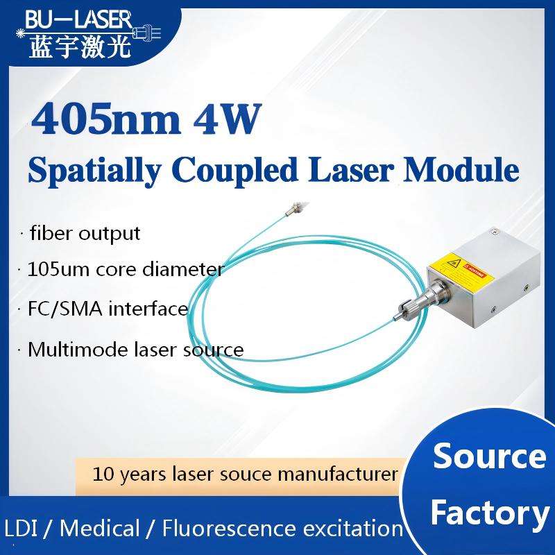 High Power UV 405nm 4W Fiber Coupled Laser Module for PCB Exposure ...