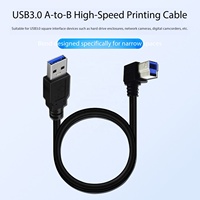 Kabel Data USB 3.0 Port Persegi, Kabel Tekuk Atas Bawah Kiri Kanan, Cocok untuk Koneksi Printer ke Komputer