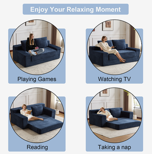 Canapé deux places, canapé-lit confortable à assise profonde, petit canapé moderne en velours côtelé pour salon et chambre - Product Image 5