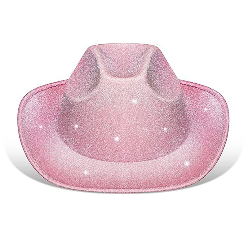 FF4515 Halloween Party Glitter Pink Western Cowgirl Hat  display picture 2