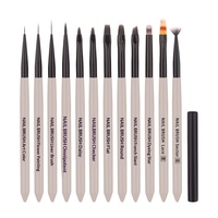 Kit Complet de 12 Stylos de Peinture pour Ongles en Acrylique Style Japonais Qualité Usine – Stylos Gel Dégradé Noir Glacé pour Motifs Floraux
