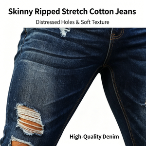 Jeans ajustados rasgados para hombre, pantalones de mezclilla azules, estilo rockero, streetwear, elásticos, casuales, urbanos - Product Image 6