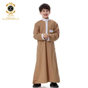 ثوب طفل زينب موروكو كيد رومانس طراز جبة عالي الجودة أسود وأبيض ثوب طفل إسلامي