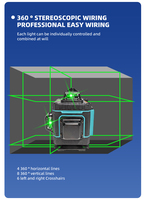 Niveau laser industriel 4D MT16-Line vert, qualité DIY, 360°, avec trépied, protection IP54, auto-nivelant à pendule, batterie Li-ion pour carrelage