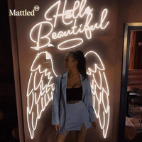Enseigne néon LED personnalisée « Hello Beautiful Angel Wings » pour salon de beauté, chambre, fête, toile de fond pour selfies, décoration murale