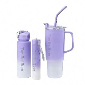 Nouveau 2024 – Ensemble 3-en-1 portable en plastique : tasse à eau, paille et accessoires (glaçon et brosse) - Product Image 1